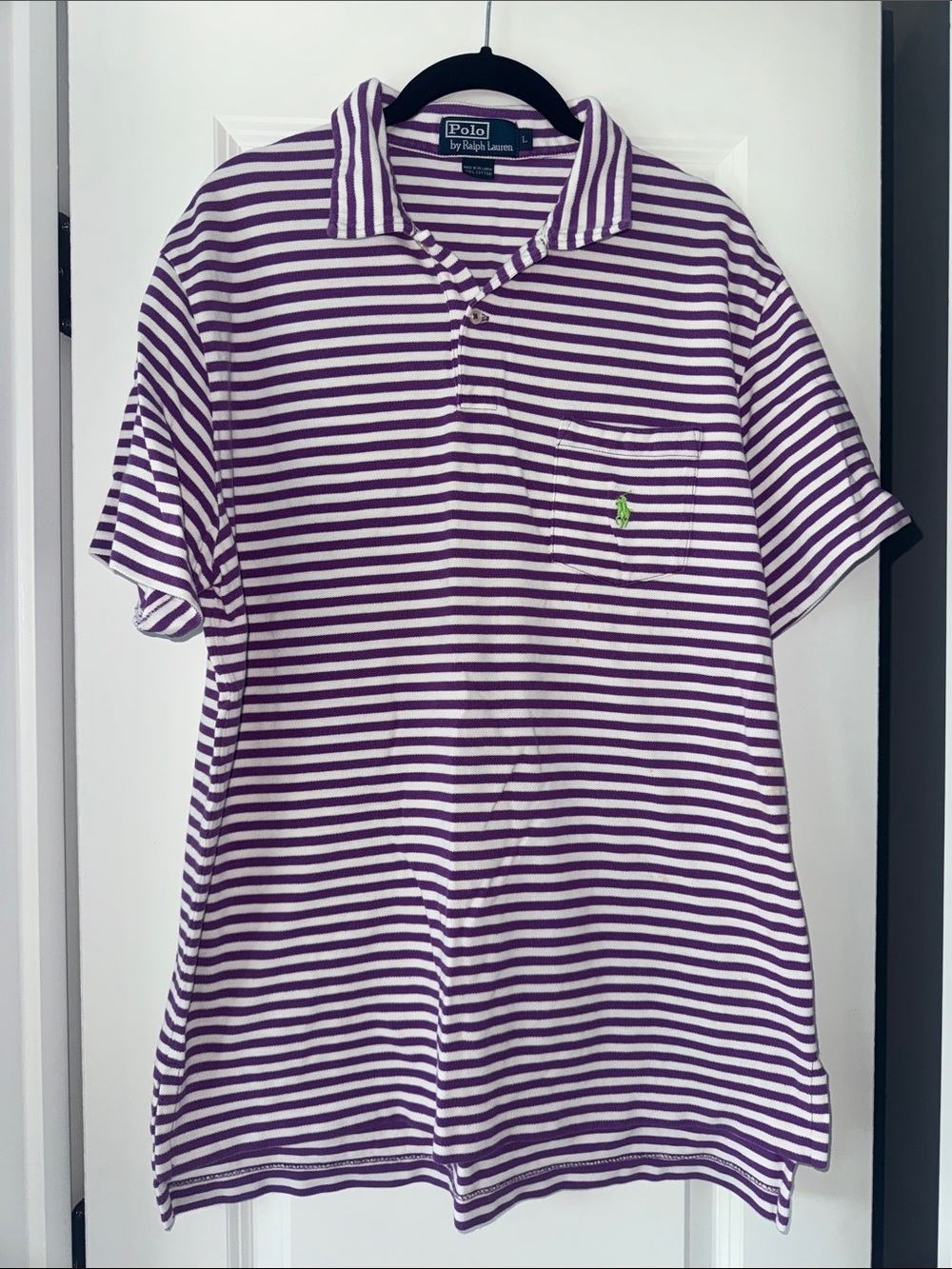 Polo by Ralph Lauren Purple & White Striped Short-Sleeve Polo